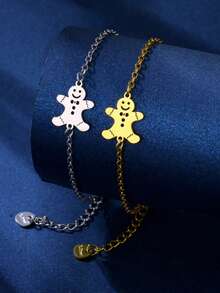 1 szt. Nowa modna bransoletka z zawieszką bałwanka, uroczy świąteczny wzór, dodatek dla kobiet