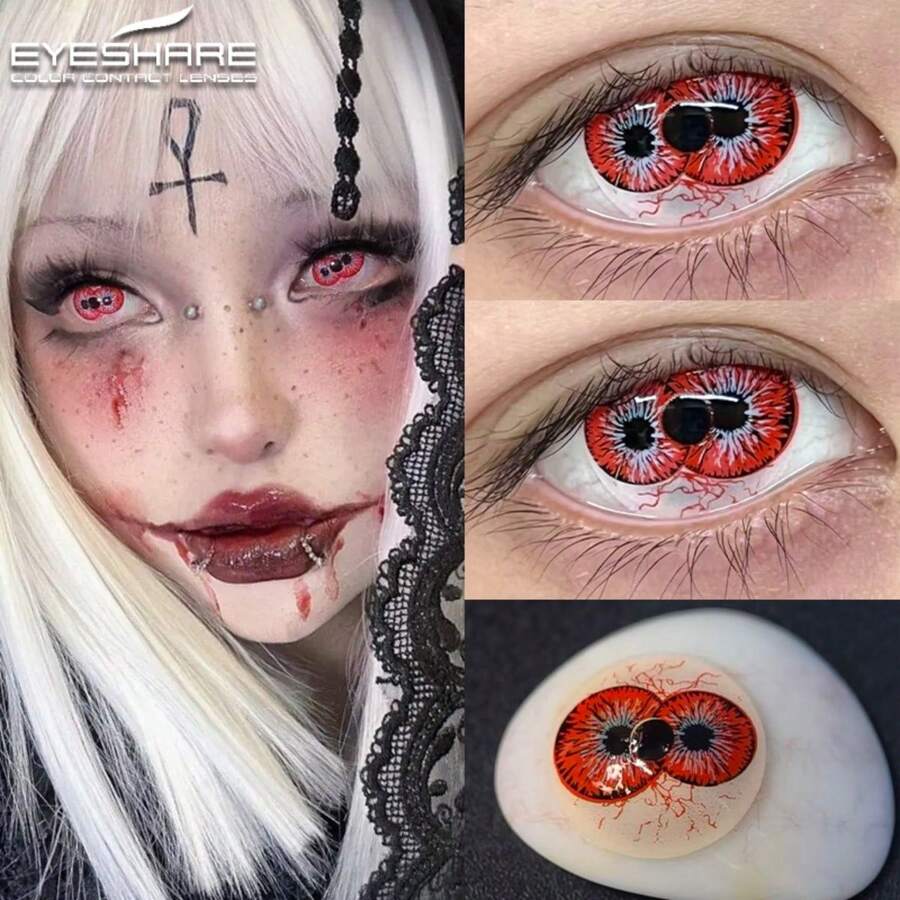 Eyeshare 1 Pair Halloween Cosplay Contact Lenses Scary Demon Lenses Sclera Softlens 14.5mm