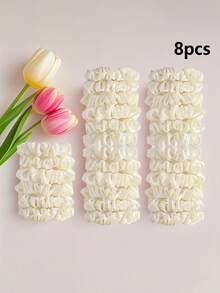 20个优雅缎面发圈，柔软纯色发绳，适合低马尾、高马尾、发髻和日常发型（黑色、白色、粉色、蓝色、棕色），马尾辫发圈，发圈，橡皮筋，发绳，发饰，头饰，弹力发带 - 彩色 - 查看 16