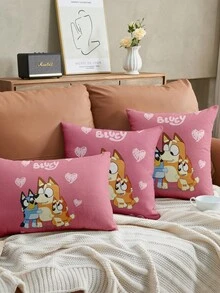 Bluey 1/2/4pcs Brui Pillow Case, Soft Decorative Pillow Cover, Linen Pillowcase, Bedding, Brui Cartoon Pattern Pillowcase, Zipper Closure, Suitable For Sofa, Bedroom, Living Room Home Decor - Multicolor - View 7