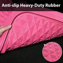 CAR PASS Heavy Duty Rubber Pink Car Floor Mats Deep Dish AllWeather Full Set Durable AntiSlip 3D Rhombus Waterproof Trim To Fit Liner Universal Fit Automotive Sedan SUV Truck 3 Pcs Hot Pink - 熱粉紅色 - 查看 5