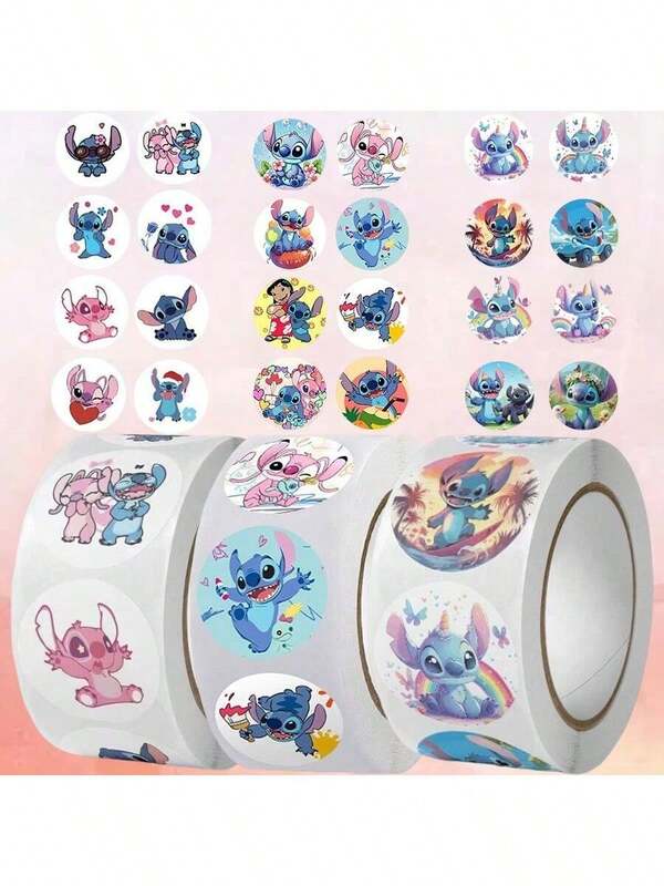 Disney 500pcs Stitch Fun Waterproof Stickers, Stationery Stickers, Suitable For Luggage, Phone Cases, And Pen Decoration Stickers, Lilo Handbooks Stickers, Cute Cartoon Luggage Creative Waterproof Travel Case Notebook Decoration Stickers, Anime PVC Waterproof Party Decoration Stickers, Party Gifts