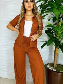 ✨ ¡Nuevo conjunto de 2 piezas que te encantará! ✨ Look fresco, cómodo y con mucho estilo - Café integral - Ver 3