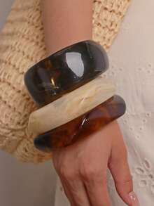 Bộ 3 vòng tay Acrylic Retro, vòng tay nhuộm tối giản thanh lịch, có thể đeo riêng hoặc xếp chồng, thích hợp đeo hàng ngày và đi nghỉ - Nhiều màu 3 - Xem 2