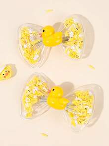 2个鸭子蝴蝶结发夹，黄色鳄鱼夹蝴蝶结发饰，可爱发饰，适合儿童、幼儿、春夏旅行、派对礼物。关注本店，获取最新款式，下次购物可享8折优惠。DZBB - 黃色 - 查看 8