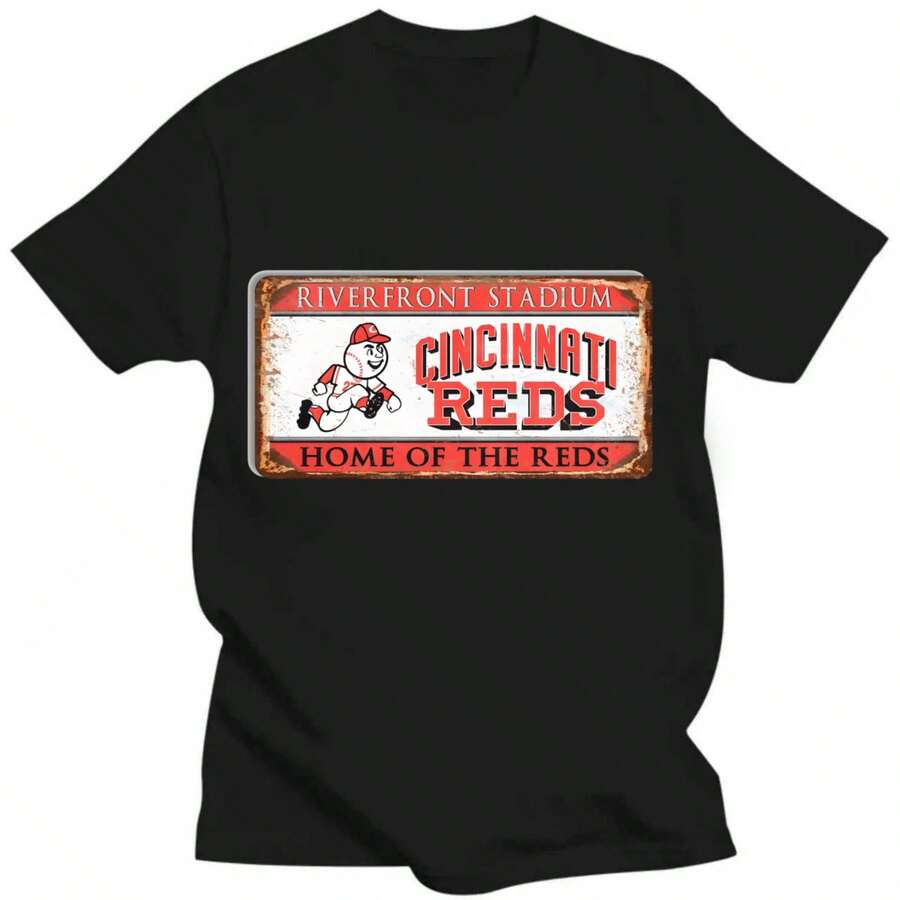 Cincinnati Reds Metal Sign CINCINNATI REDS Riverfront Stadium Sign Baseball Cincinnati Reds Wall Decor Cincinnati Reds Vintage - Black - View 1