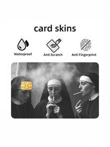 1/2pcs New Charming Women's Fun Credit Card Stickers, Smoking Credit Card Stickers, Suitable For Electronic Benefit Transfer (EBT), Waterproof, Transportation, Keys, Credit Cards, Debit Cards, Card Protectors, Protect Bank Cards, Bubble-Free, High Quality, Suitable For Small Chip Cards (Random Style) - Multicolor - View 4