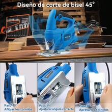 Sierra Caladora Eléctrica Profesional De Corte 840w Con 6 Velocidades Ajustables, 50 Accesorios Abrazadera Y Porta Cuchilla Sierra Para Madera/metal/plástico - Incluye 40 Hojas Con Guantes - Tipo de Enchufe A USA (110-127V) - Ver 4