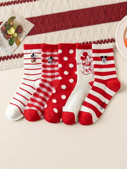 Disney 5/1 زوج جوارب مطرزة بشكل ميكي ماوس أصلية هدية رأس السنة، جوارب مطرزة بشخصيات كرتونية لعيد الميلاد، جوارب مطرزة بشخصيات كرتونية لرأس السنة، جوارب بشخصيات بطل، جوارب مبتكرة وممتعة