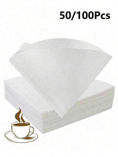 50/100/150 Stück Kaffeefilter, Kaffeefilter Papier, konisch geformte Papierfilter leicht zu verwenden, aufgerüstetes Design Größe V02, Kaffee- und Teefilter für Kaffeeaufguss und Filterkaffeemaschine, V-förmiger handgebrühter Kaffeefilter Filterpapier, kompatibel mit Kaffeeaufgussvorrichtungen (Weiß)