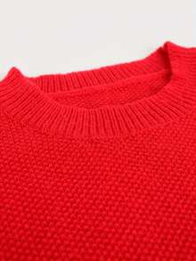 2025 Autumn And Winter Women's Casual Loose Pullover Sweater - Soft Pink Round Neck Long Sleeve Lampshade Design, Suitable For Large Sizes And Comfortable Wear, Hand Wash Only, Cute Style, Everyday Comfortable Clothing, Textured Pattern, High-Quality Yarn Fabric, Solid Color Round Neck Pullover Sweater, Casual Long Sleeve Sweater, Suitable For Autumn And Winter Seasons, Women's Clothing