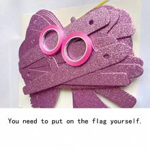 1 Set Pink Bow Glitter Happy Birthday Banner, Girls Party Backdrop Decoration DIY Pennant - Pink - View 4