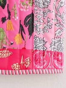 Blusa de vacaciones con bloqueo de color y estampado de paisley con lazo delantero CT1215