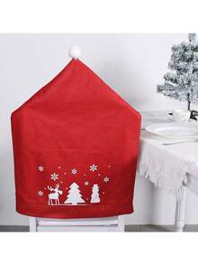 1 pieza Decoración de mesa de comedor navideña, con diseño de árbol, muñeco de nieve, reno y campana, adecuada para decorar mesas y sillas de restaurante en todas las estaciones, desmontable y lavable, decoración del hogar y del invierno, resistente al polvo y duradera.