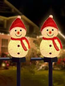1 件冬季太阳能圣诞雪人灯，户外防水 LED 圣诞雪人木柱装饰景观灯，适合新年假期圣诞节万圣节家居装饰步行道后院草坪门廊小路街道门廊甲板露台树篱家庭晚餐婚礼生日派对装饰 - 彩色 - 查看 2