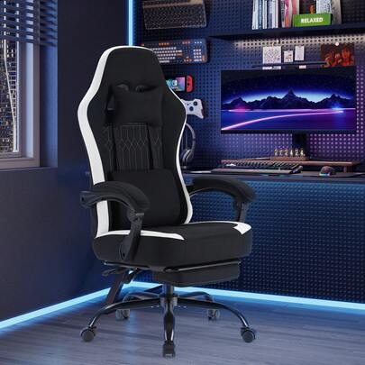 Sweetcrispy Sweetcrispy Computer Gaming Chair - High Back Ergonomic Desk Chair With Footrest And Lumbar Support, Height Adjustable Task Chair With Linkage Armrests And Headrest, 360° Swivel Wheels