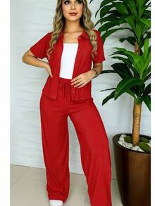 ✨ ¡Nuevo conjunto de 2 piezas que te encantará! ✨ Look fresco, cómodo y con mucho estilo - Rojo - Ver 1