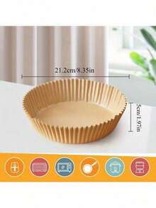 50/100/150/Pcs Air Fryer Disposable Paper Parchment Wood Pulp Steamer Cheesecake Air Fryer Accessories Baking Paper For Air Fryer - 50 chiếc - Xem 5