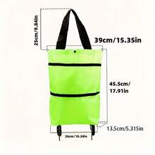 1pc Foldable Shopping Cart Tote Bag, 2-In-1 Foldable Shopping Cart With Wheels, Lightweight, Foldable, Reusable, Grocery Bag, Large Capacity Travel Bag, Waterproof Trolley, Suitable For Shopping, Travel, Camping, Home And Outdoor Use, Essential Travel Accessory - Multicolor - View 4