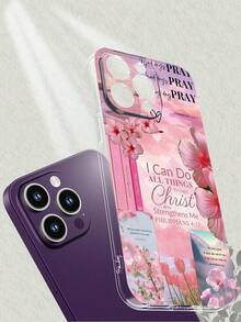 Inspirational Floral & Bible Verse Print Phone Case For IPhone 11/12/13/14/15/16 Series, Clear TPU Material With Built - In Shock - Proof Stripes, Motivational & Protective Phone Cover With - Trong sáng - Xem 6