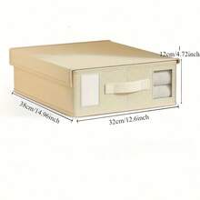 Cutie de depozitare pliabilă 2 buc/1 buc cu mâner, lenjerie de pat, cutie de depozitare pentru pături (potrivită și pentru lenjerie de pat), organizator de depozitare, cutie de depozitare transparentă pentru fereastră (ușor de marcat și clasificat), cadou de Crăciun, depozitare esențială pentru casă.