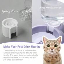 Dog Bowls, Food And Bowl Set With Dispenser And Stainless Steel Bowl Cats And Small Dogs - Light Blue - 紫色 - 查看 4