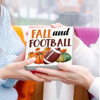 2D Flat, 1pc Autumn Themed Desktop Decor Sign, Versatile Text & Graphics (Autumn Scenery, Seasonal Elements, Pumpkin, Football Etc.), Create Autumn Ambiance, Home Office Decoration, Suitable For Autumn Decor Enthusiasts