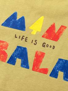 mini bala Boys Two-Layer Cotton Long Sleeve Tee Soft Breathable Stylish Casual Top - Khaki - View 8