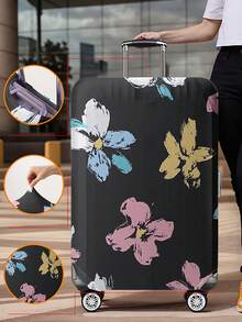 Capac compartiment bagaje cu model floral, 18-32 inch, capac flexibil pentru compartiment bagaje, potrivit pentru capacul compartimentului bagaje de 18-32 inch, protector anti-zgârieturi, protector compartiment bagaje, capac protector pentru compartiment bagaje, capac de protecție, capac anti-praf, husă de praf pentru valiză, accesorii de călătorie, înapoi la școală, rechizite școlare, magazin, înapoi la școală, sală de clasă, coajă