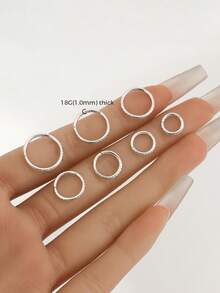 1 Stück 925 Sterling Silber 18G CZ Scharnier-Creolen - Knorpel-Creolen, Helix-Creolen, Nasen-Piercing, Septum-Ring, nahtlose Clicker, winzige Creolen-Ohrringe, Daith-Creolen, Tragus-Creolen, Conch-Piercings, silberne nahtlose Knorpel-Ohrringe, geeignet für den täglichen Gebrauch für Frauen und Männer (6-12mm), weiches Sterling Silber - mit Vorsicht behandeln