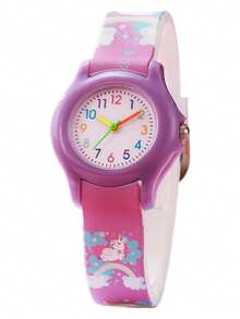 1 件可爱、时尚、精致休闲蝴蝶图案石英硅胶表带儿童手表，适合青少年、学生、万圣节礼物、生日礼物