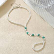 1pc Bohemian Beaded Glow-In-The-Dark Anklet, Suitable For Beach, Vacation, Music Festival Wear