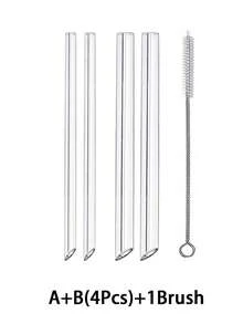 1/2/4 Ống hút thủy tinh lớn/nhỏ, thẳng trong suốt, có thể tái sử dụng, dùng cho đồ uống lạnh, trà sữa, cà phê, nước ép, sinh tố, nhà bếp, nhà hàng, tiệc cocktail, trở lại trường, quà tặng cho bạn gái/bạn trai, cha mẹ, bạn bè, đồ dùng ngày lễ, Halloween, lễ tạ ơn, giáng sinh - phong cách 1 - Xem 12