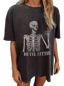 Women's Tops Letter Tee Graphic T-Shirts, Vintage Shirts For Women Cute Graphic Tee Spring Short Sleeve Tops Oversized Tshirts Teen Aesthetic Clothing-For Women, Holiday, Vacation,Daily Casual Fashion And Versatility. -Unisex Loose - Fit Comfortable Vintage Street - Style Cotton T - Shirt Top - 女款健身房泵罩 #B3 - 查看 1