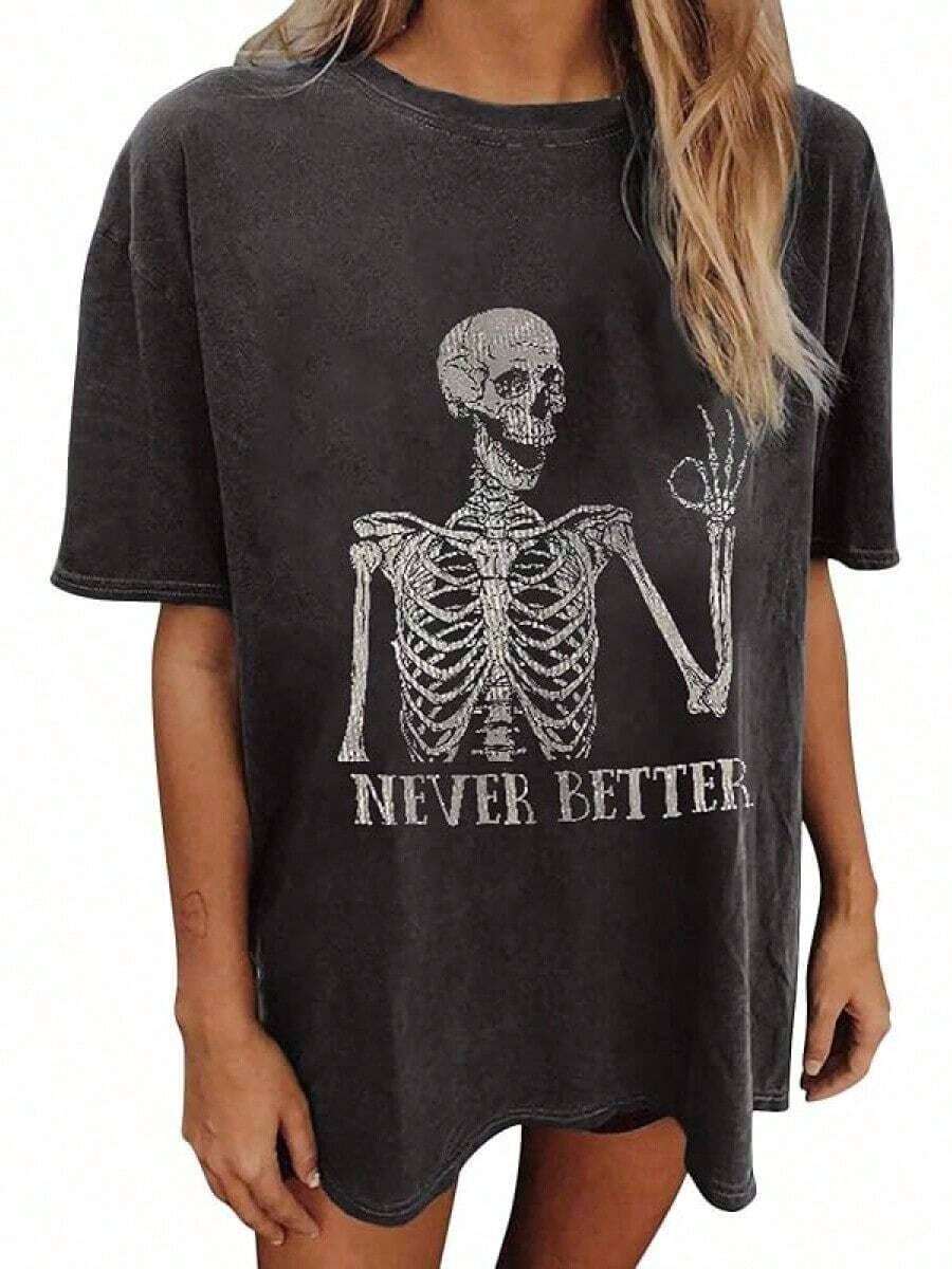 Women's Tops Letter Tee Graphic T-Shirts, Vintage Shirts For Women Cute Graphic Tee Spring Short Sleeve Tops Oversized Tshirts Teen Aesthetic Clothing-For Women, Holiday, Vacation,Daily Casual Fashion And Versatility. -Unisex Loose - Fit Comfortable Vintage Street - Style Cotton T - Shirt Top - 女款健身房泵罩 #B3 - 查看 1