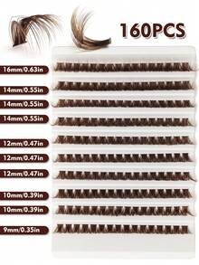 Rikuaild 10 Rows 160 PCS D Curl Brown Eyelashes Extension 100D 9-16mm Mixed Length Thick&Fluffy&Natural Look For Self Use At Home Or On-The-Go Daily Life&Dating&Travel Reusable Brown Individual Lashes Makeup - D - Xem 6