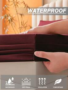1 buc Cearșaf impermeabil de culoare solidă, Set de cearșafuri de pat, husă de saltea prietenoasă cu pielea, Cearșaf de pat moale și confortabil pentru pat, Protecție de saltea, Cuvertură de pat pentru dormitor, Husă de saltea pentru un somn confortabil, Potrivit pentru toate anotimpurile