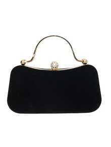 Geantă de seară din catifea lucrată manual, cu decor cu strasuri, poșetă tip clutch pentru femei