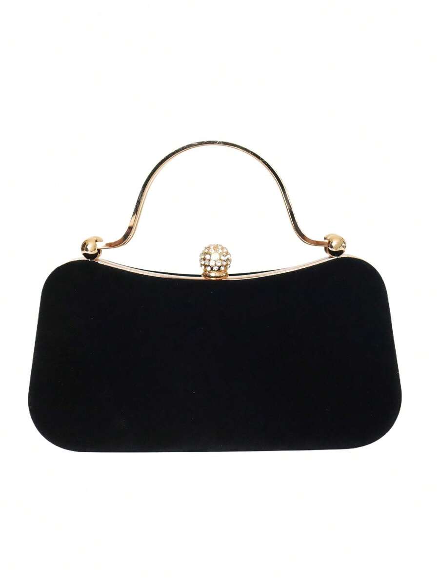 Geantă de seară din catifea lucrată manual, cu decor cu strasuri, poșetă tip clutch pentru femei