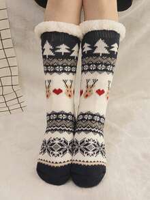 1双女士加厚保暖袜，舒适欧美风圣诞雪袜，秋冬季保暖袜 - 彩色 - 查看 11