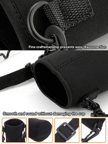 1pc 550-1500ML Sports Water Bottle Case Insulated Bag Initial Letters A-Z Printing Crossbody Cup Protector Sleeve With Strap Adjustable Carrier For Mug Bottle Holder - Black - View 5