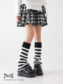 polve 1 Pair Y2K Subculture Knitted Leg Warmers For Women, Autumn/Winter, Ins Netizen Style, Slimming & Elongating