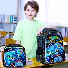 3pcs Backpack For Boys And Girls, Vacation Party Lightweight Large Capacity Roller Game Machine School Bookbag