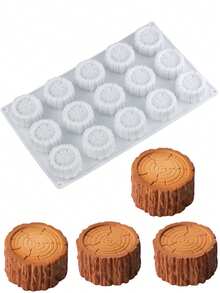 1pc Tree Stump Shaped Silicone Cake Mold, Christmas Baking Mousse Dessert Cake Mold, Cake Decorating Candy Chocolate Mold - White - View 1
