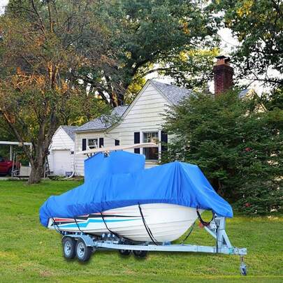 420D Heavy-Duty Center Console T-Top Boat Cover Trailerable T-Top Roof Boat Cover 20' - 22' L X 106" W Blue