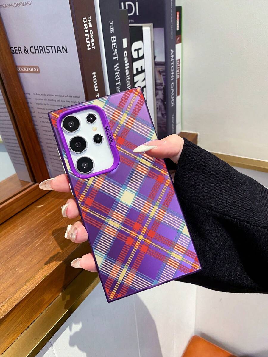 1 件激光全息紫色 TPU+PC 混合菱形图案防滑防摔全覆盖手机壳,适用于 Apple、Galaxy、Redmi、OPPO 等 - 彩色 - 查看 1
