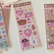 1pc Minimalist Design Cute 3D Animal Frame Foam Sticker With Star & Music Note Decor, Suitable For Card, CCD, Tablet