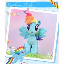 Hasbro Hasbro 我的小马驹毛绒娃娃 - 暮光闪闪公主款，闪亮独角和彩虹鬃毛，柔软舒适，适合女孩，节日礼物，适合3岁以上儿童，官方授权角色 - 彩虹破折號 - 查看 10