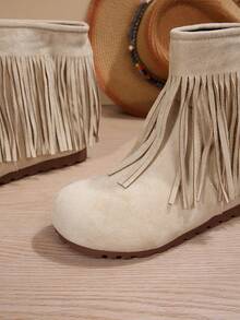 Stivali plissettati alla moda da donna, lavorazione di cuciture raffinata, decorazione adorabile con pendente a nappina, stivaletti e stivali alla caviglia, adatti per autunno, inverno e primavera, stivali da motociclista dallo stile delicato e chic, stivali alla caviglia classici e versatili casual, stivali corti e versatili di moda per le donne