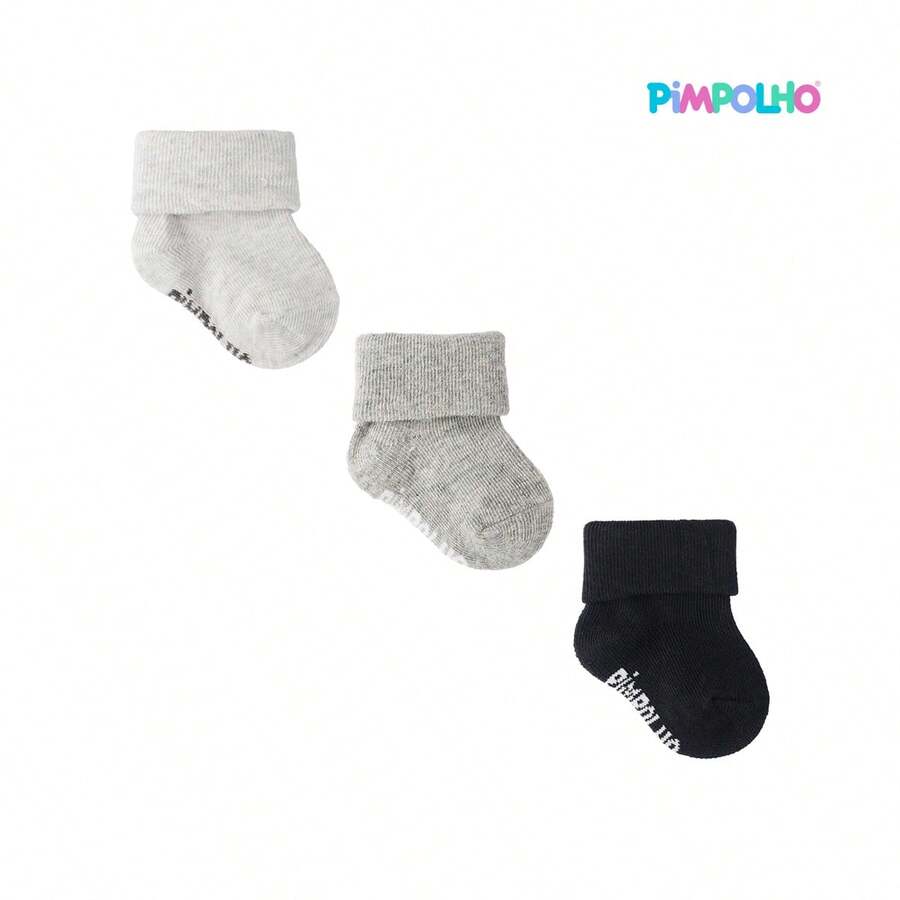 Kit 3 Pairs Of Plain Socks With Black/Gray/Mixed Trim, Unisex Pimpolho - 彩色 - 查看 1
